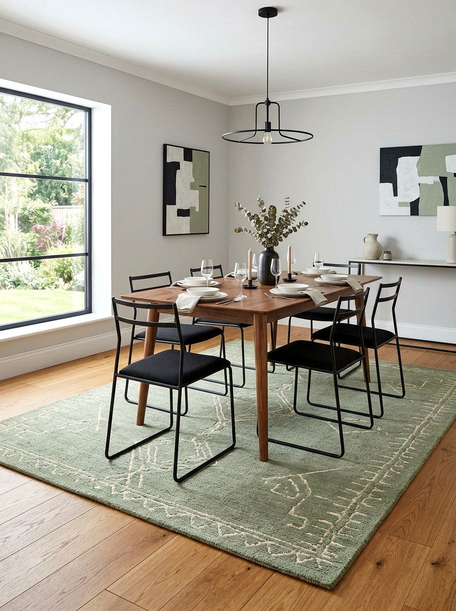 Sage Green Area Rug - 25 Spring Dining Room Rug Ideas