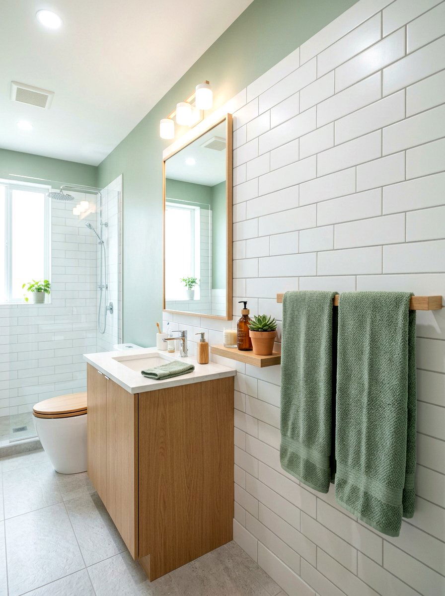 Sage Green Bathroom Theme - 25 Spring Towel Rack Decor Ideas