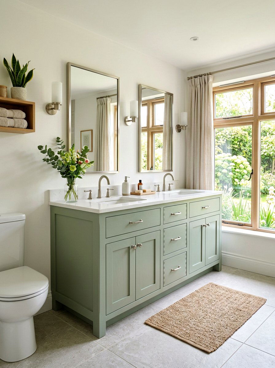 Sage Green Bathroom Vanity - 25 Spring Bathroom Decor Ideas