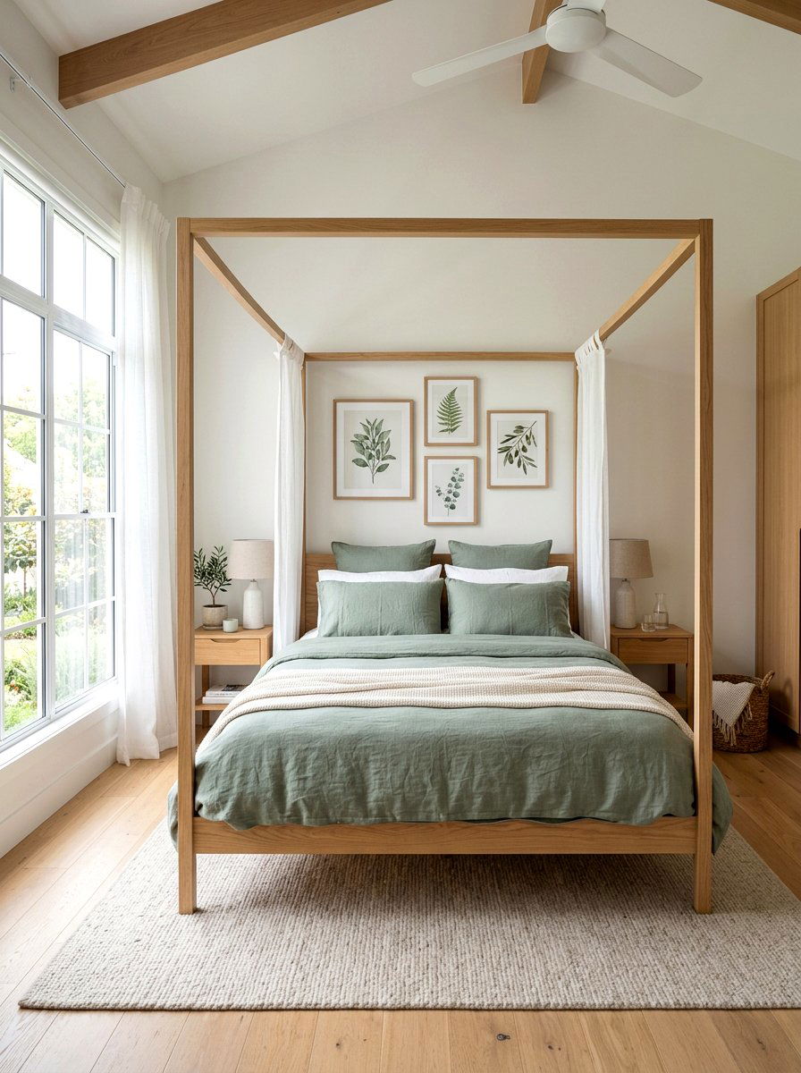 Sage Green Bedding - 25 Spring Canopy Bed Decor Ideas