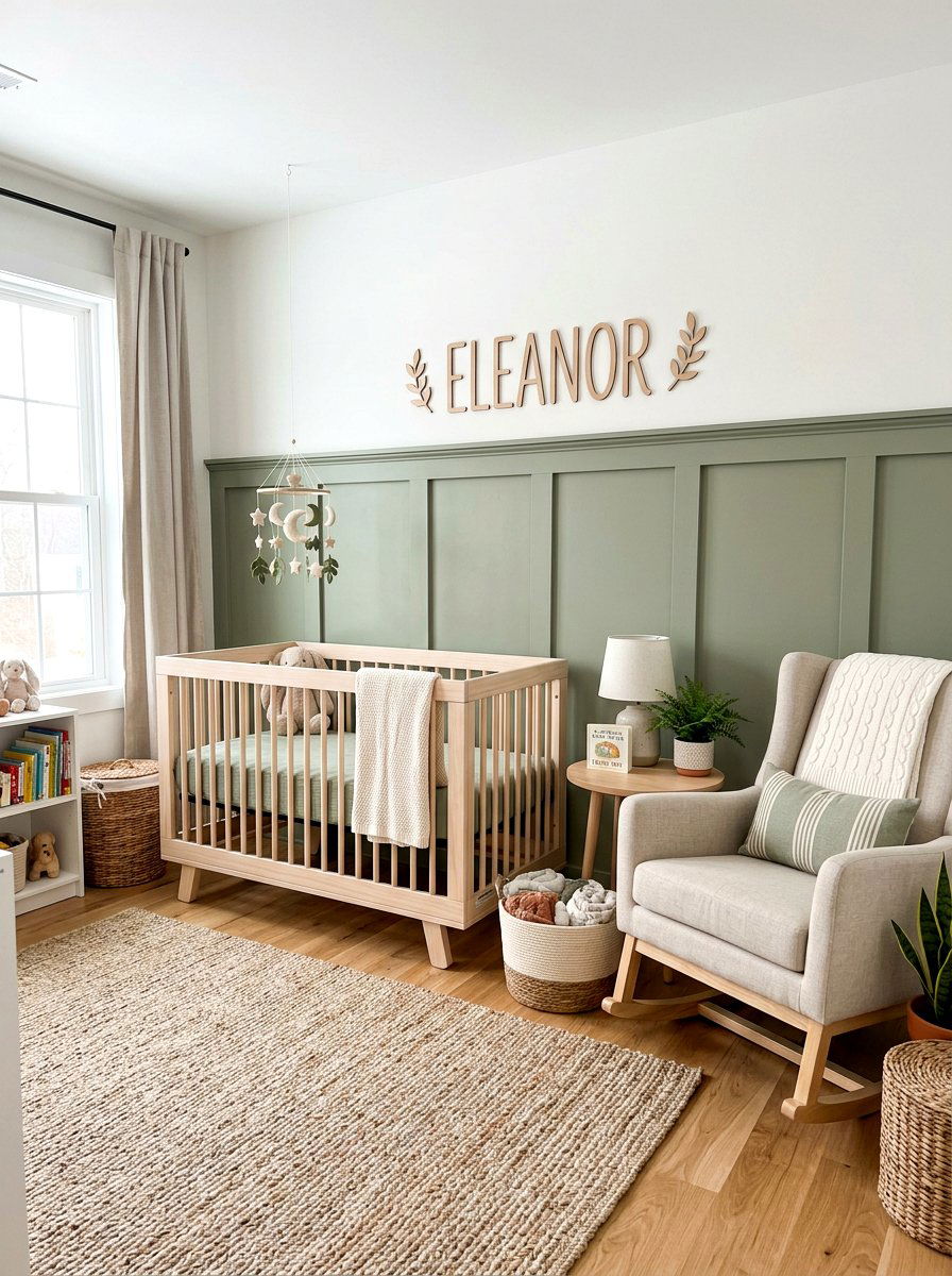 Sage Green Board And Batten - 25 Spring Nursery Wall Decor Ideas