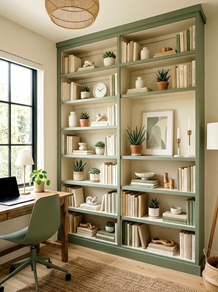 Sage Green Bookshelf - 25 Spring Painted Furniture Ideas