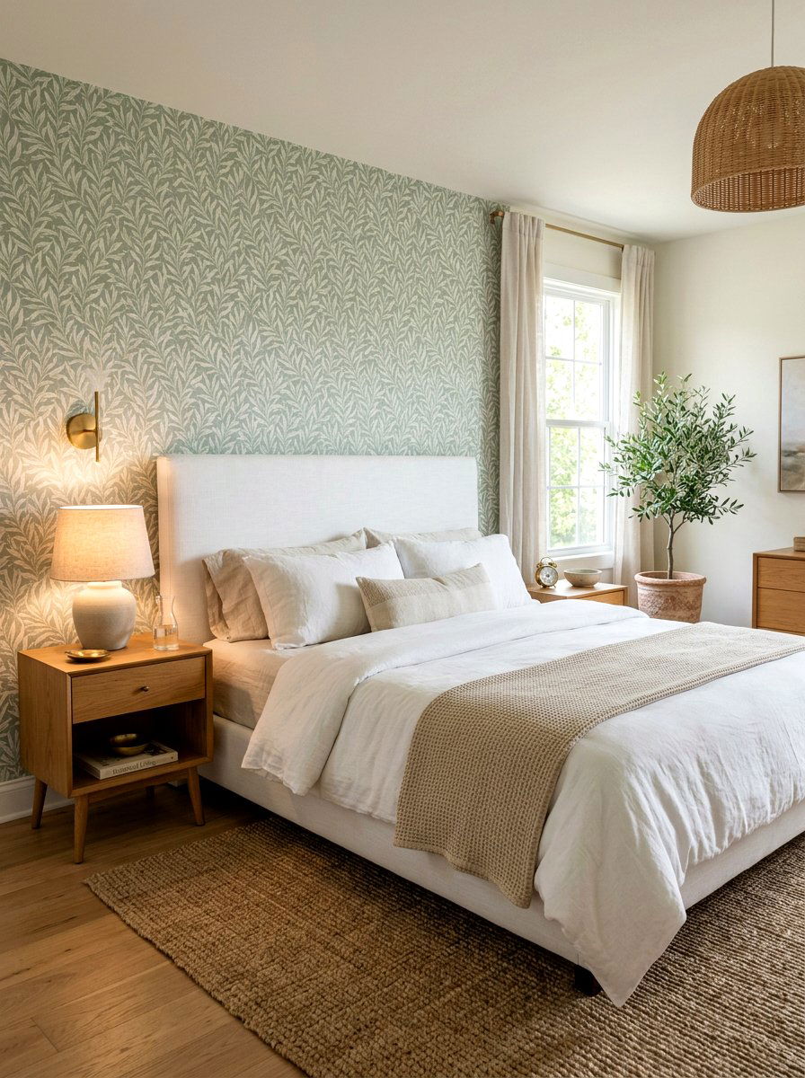 Sage Green Botanical Wallpaper - 25 Spring Peel and Stick Wallpaper Ideas