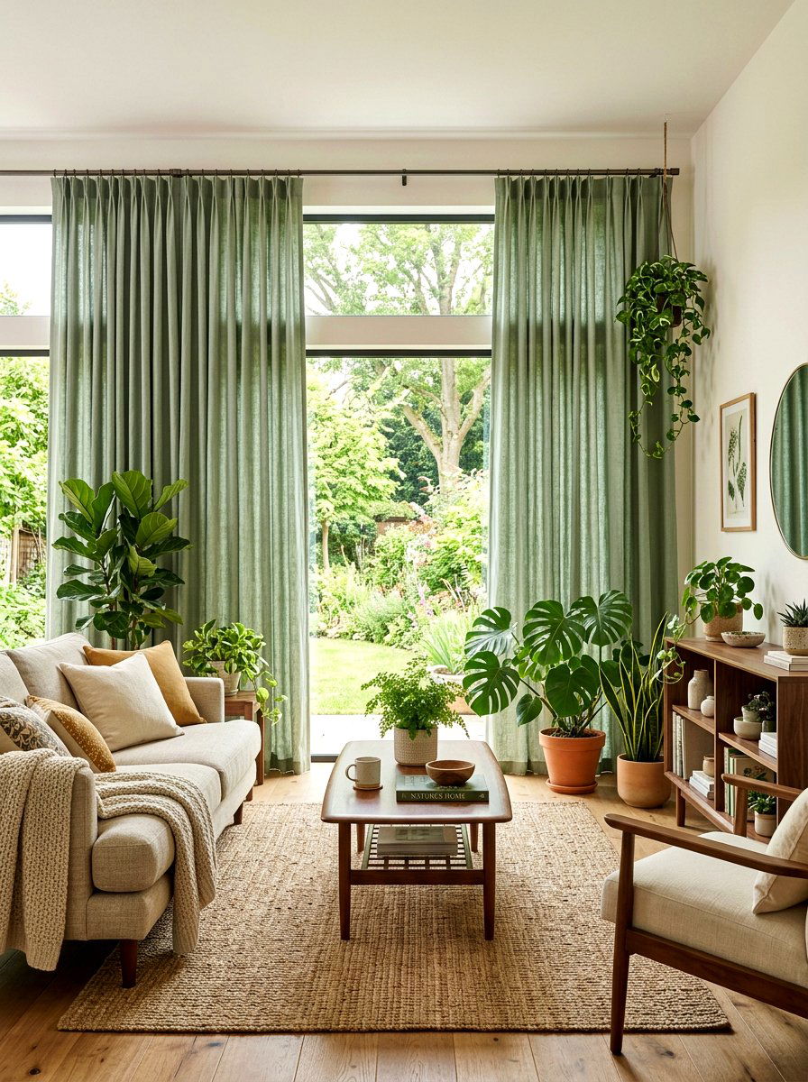 Sage Green Curtains - 25 Spring Living Room Curtain Ideas