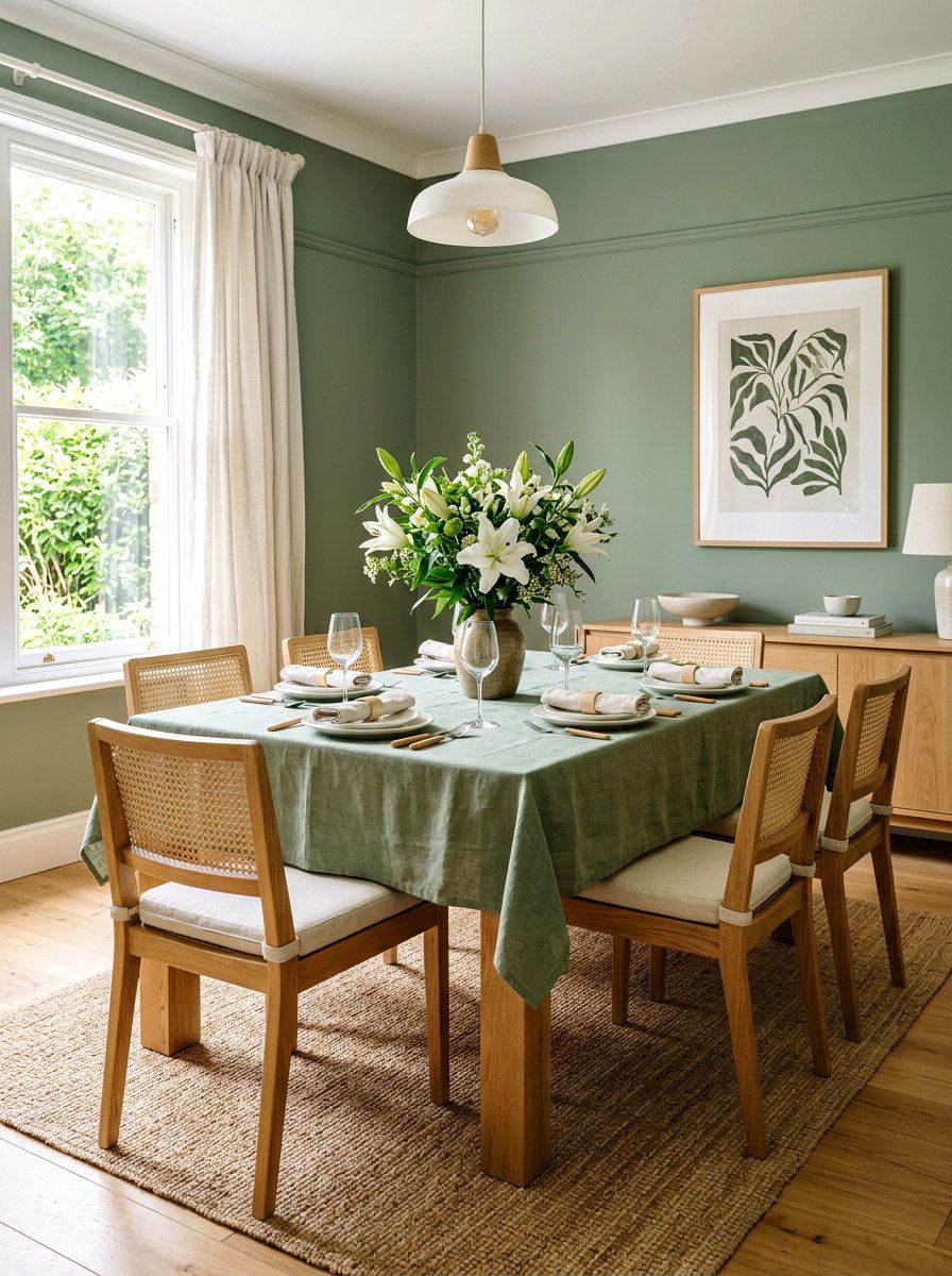 Sage Green Dining Room - 25 Spring Seasonal Table Ideas