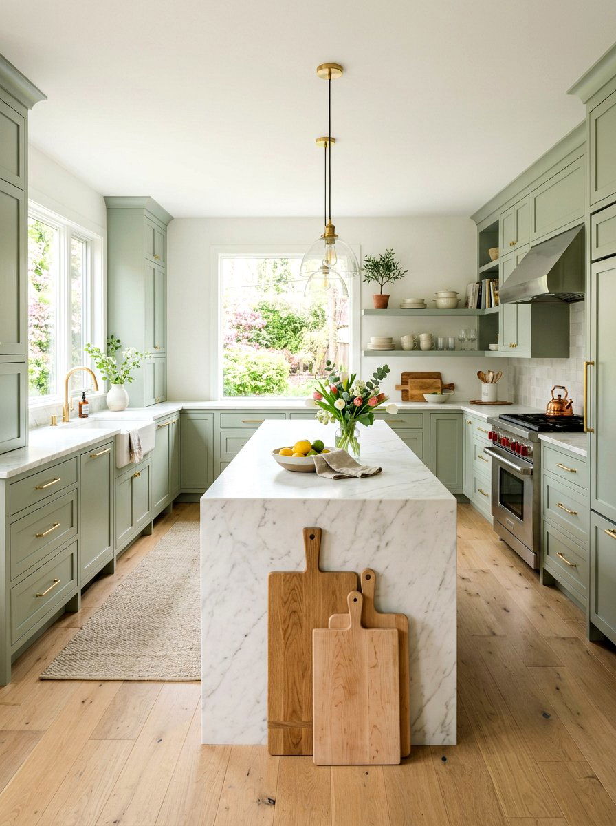 Sage Green Kitchen - 25 Spring Room Makeover Ideas