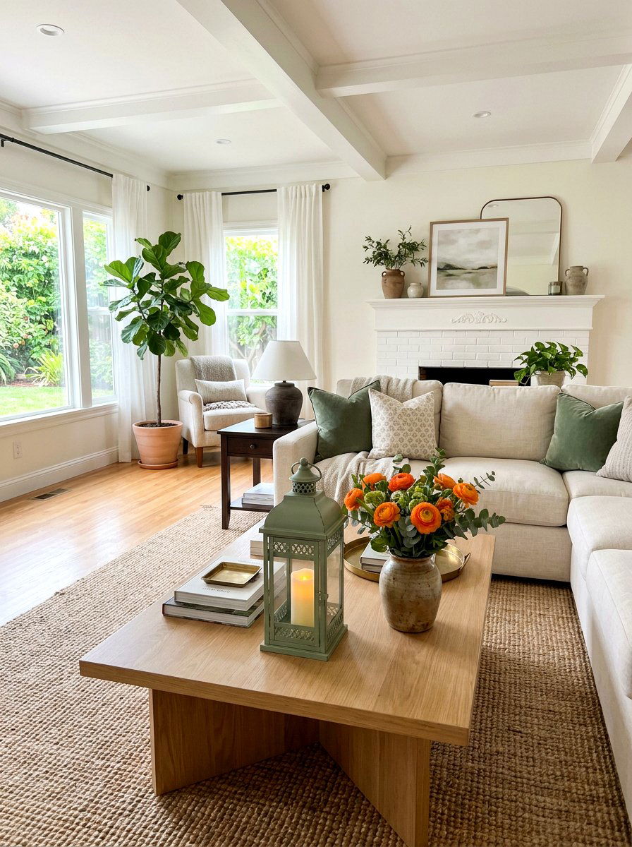 Sage Green Lantern With Ranunculus - 25 Spring Lantern Centerpiece Ideas