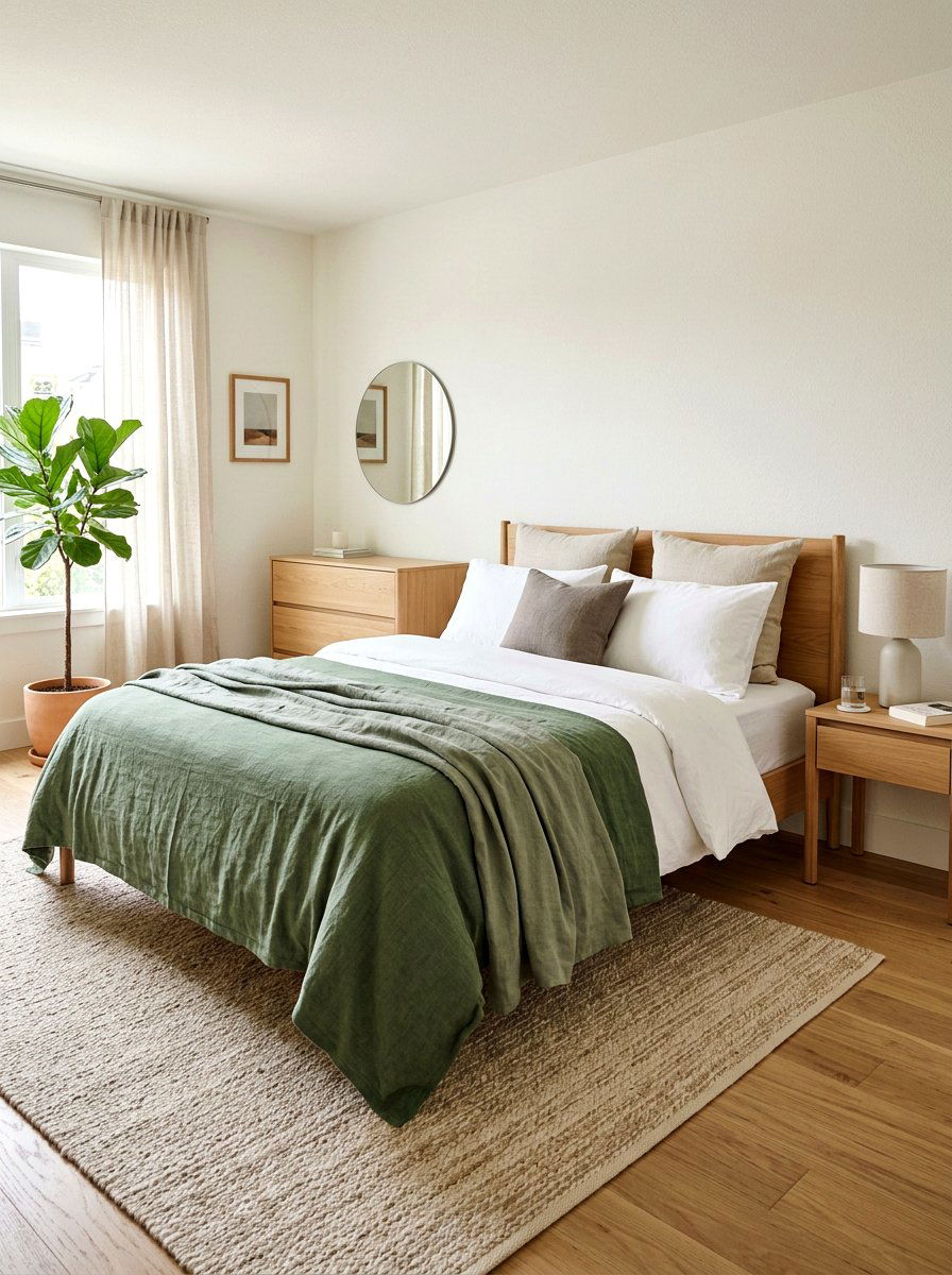 Sage Green Linen Blanket - 25 Spring Linen Throw Ideas