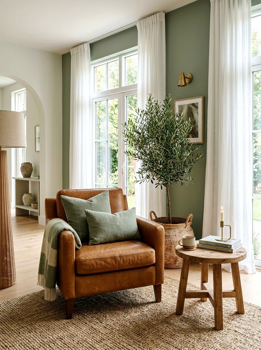 Sage Green Lounge Area - 25 Spring Accent Pillow Ideas