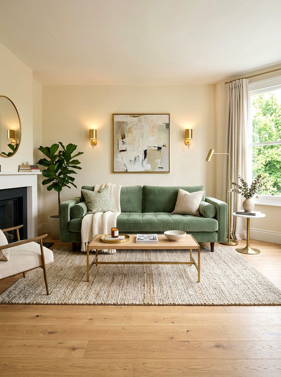 Sage Green Sofa - 25 Spring Living Room Decor Ideas