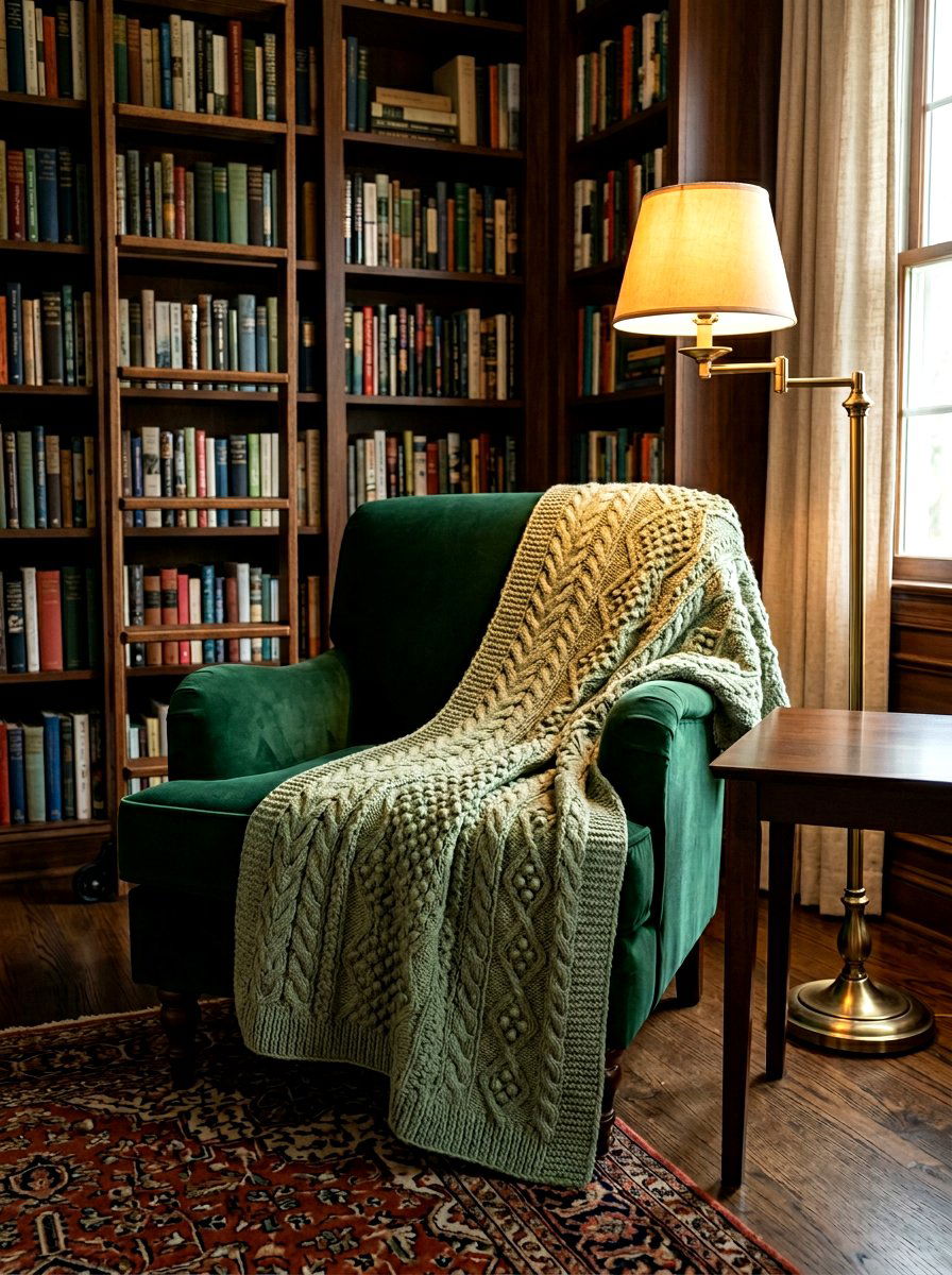 Sage Green Textured Throw - 25 Spring Crochet Throw Ideas