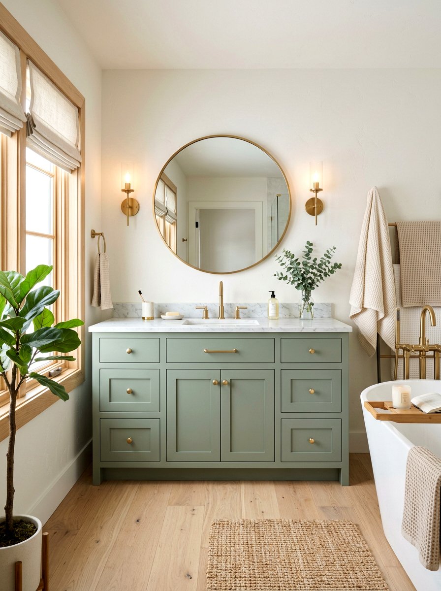 Sage Green Vanity - 25 Spring Spa Decor Ideas