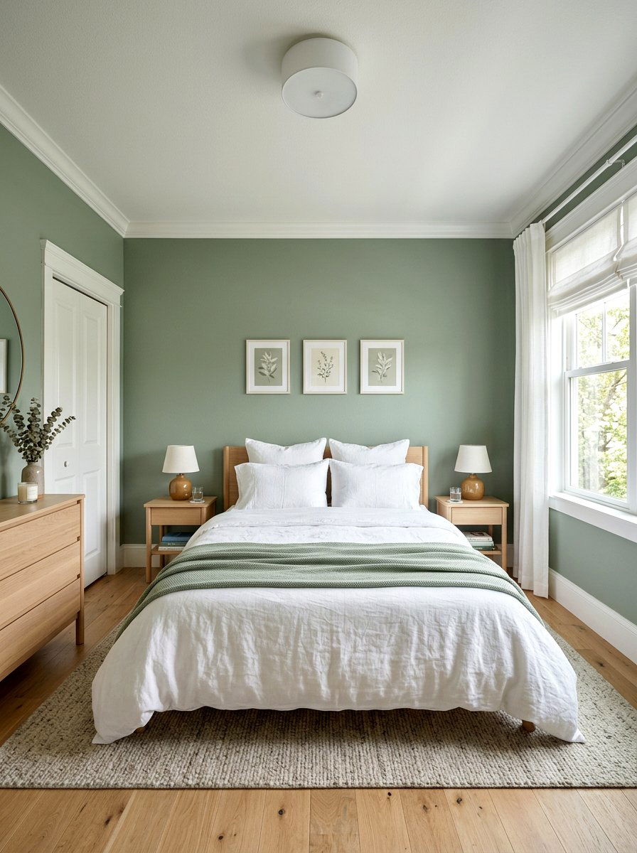 Sage Green Walls - 25 Spring Guest Bedroom Decor Ideas