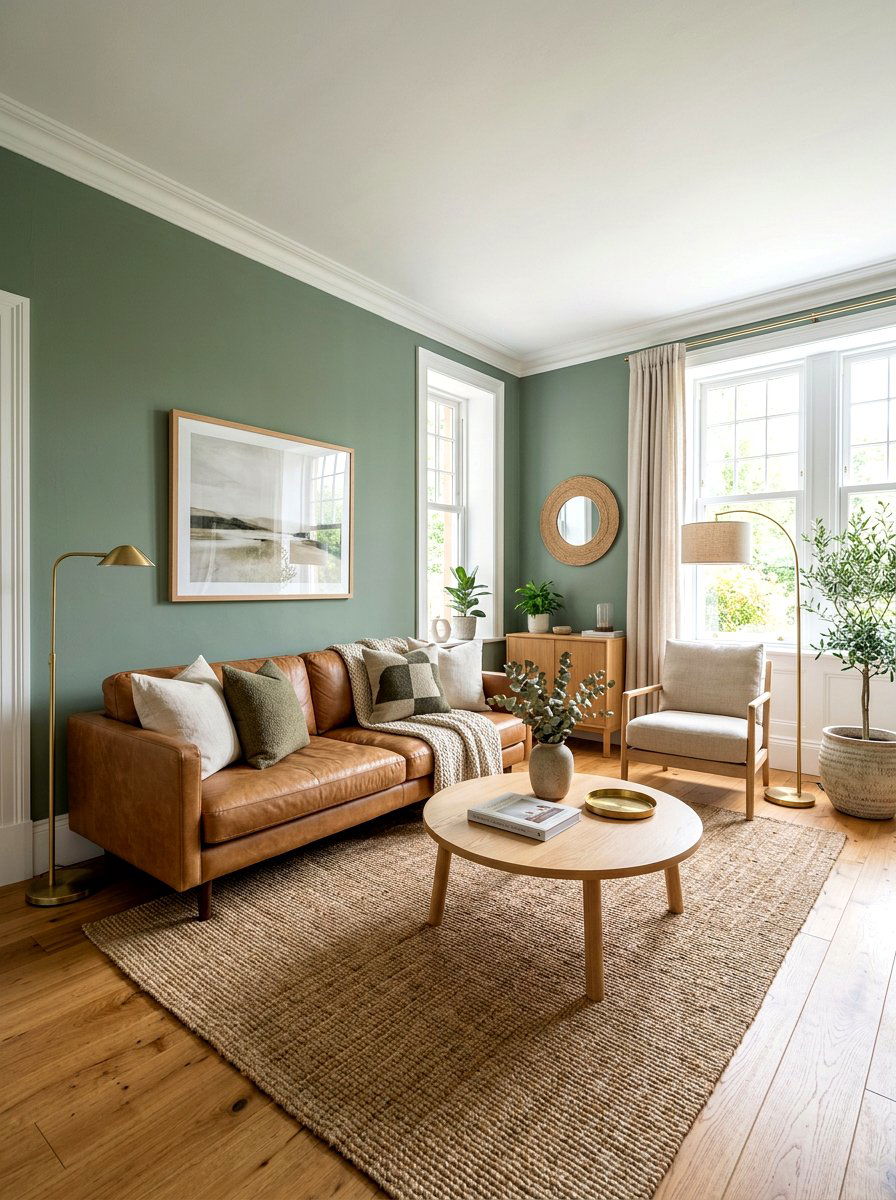 Sage Green Walls - 25 Spring Sitting Room Decor Ideas
