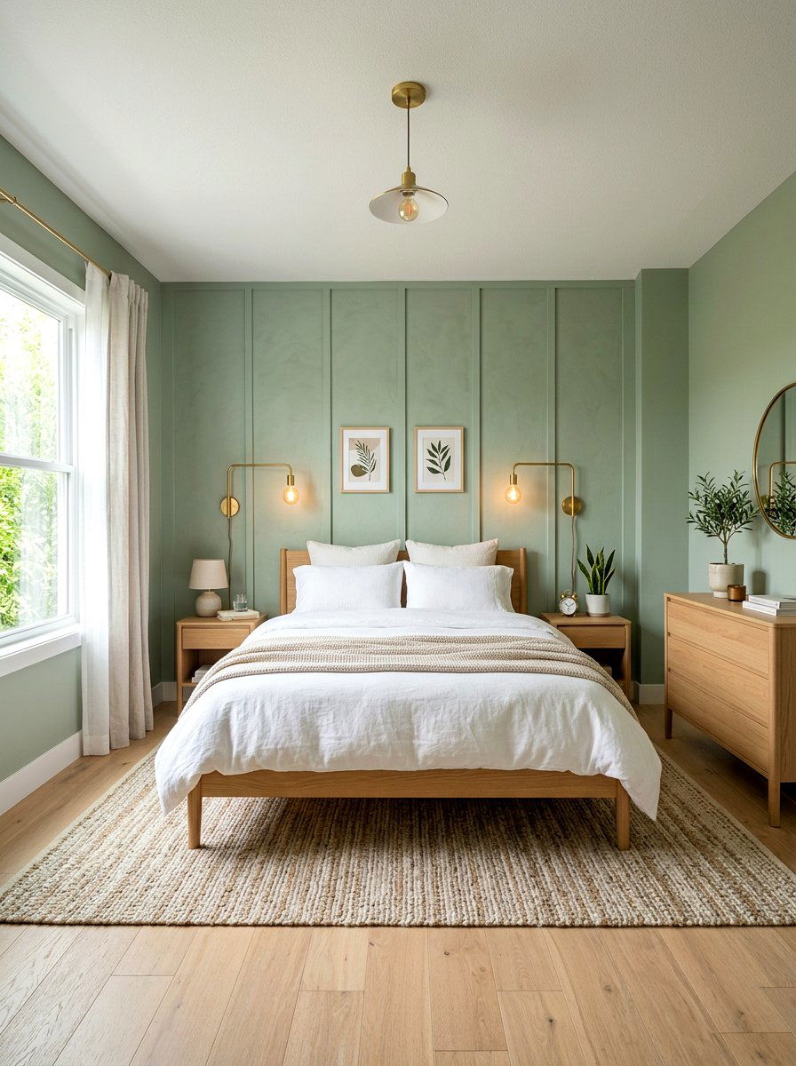 Sage Green Walls - 25 Spring Bedroom Refresh Ideas