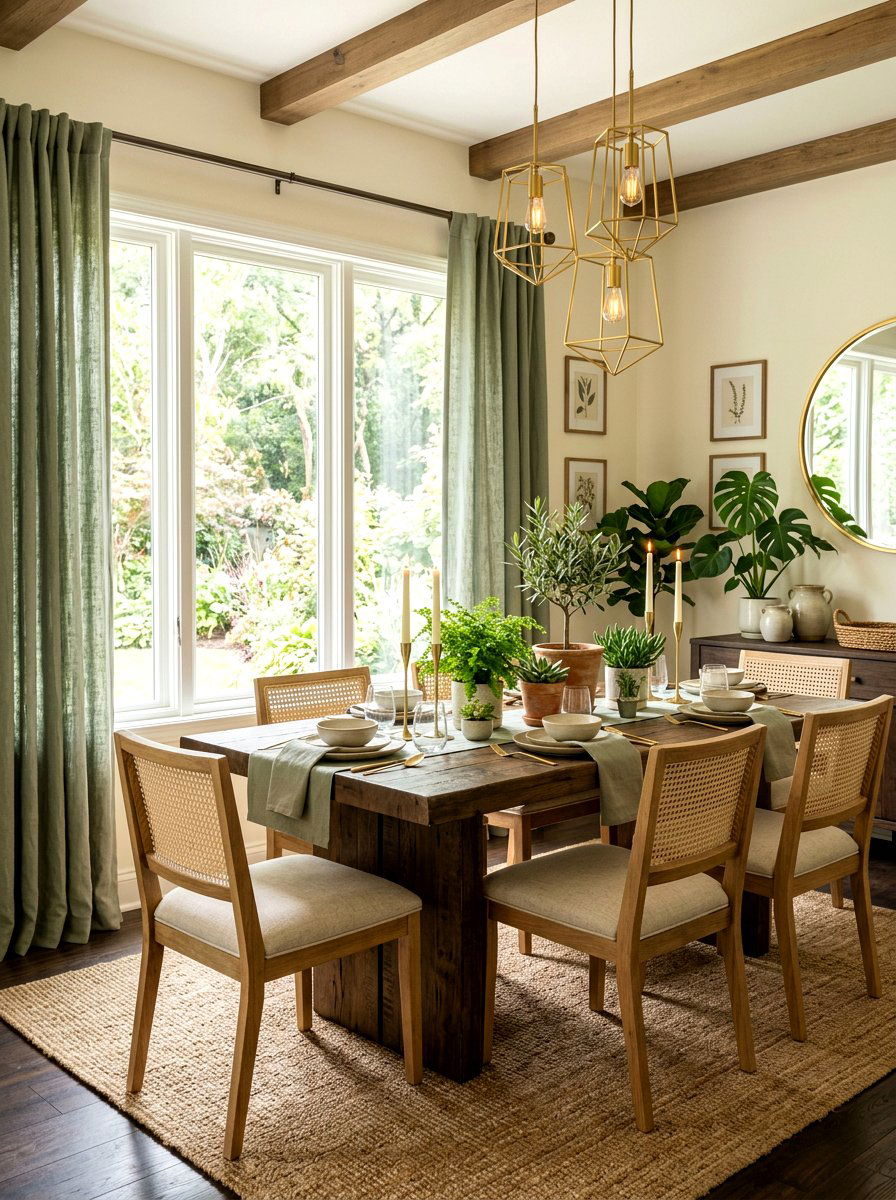 Sage Green Window Treatment - 25 Spring Dining Room Curtain Ideas