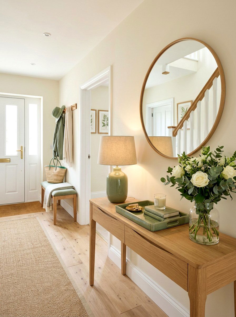 Sage green accent - 25 Spring Hallway Table Decor Ideas