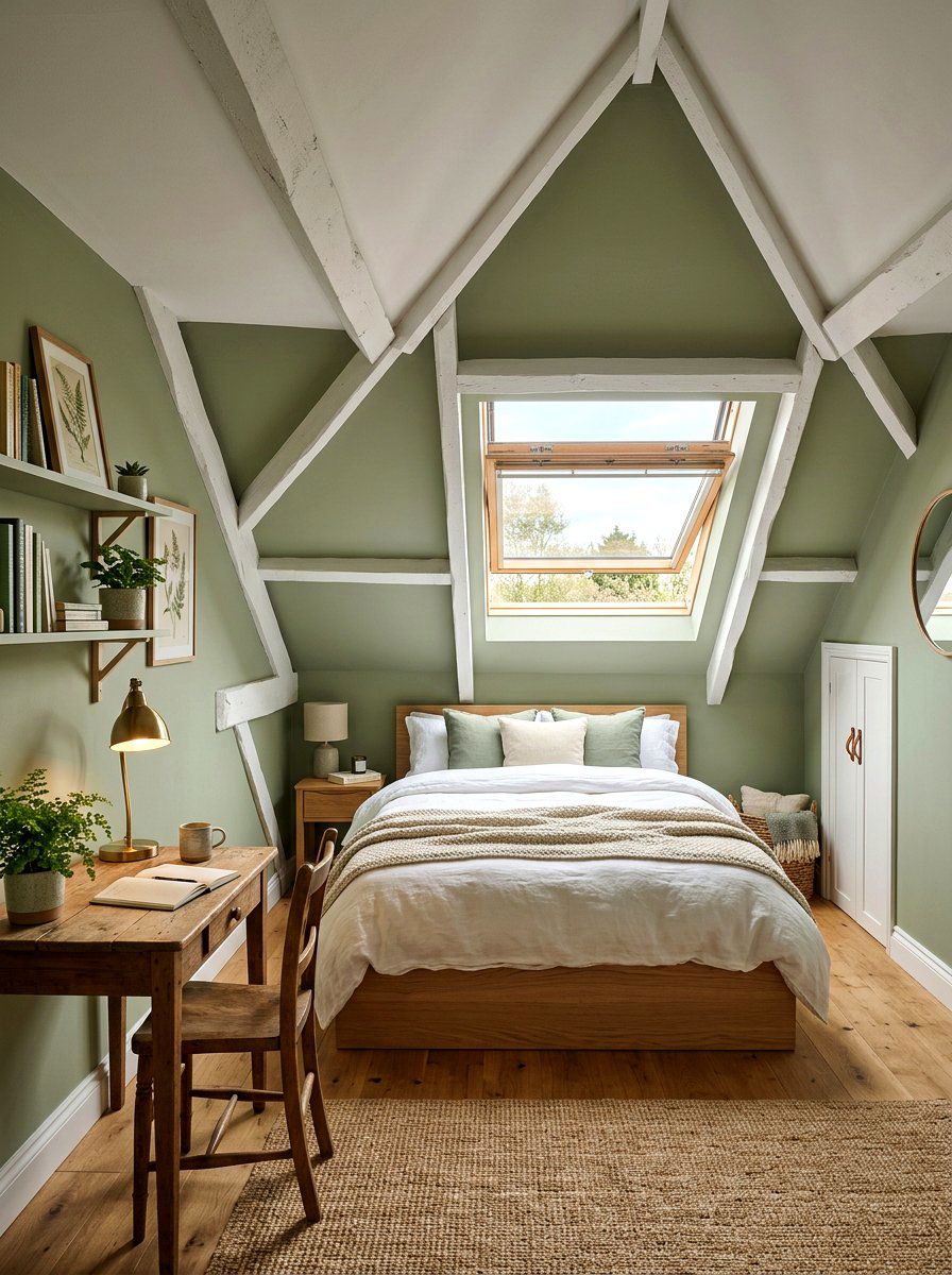 Sage green attic bedroom - 25 Spring Sage Green Decor Ideas