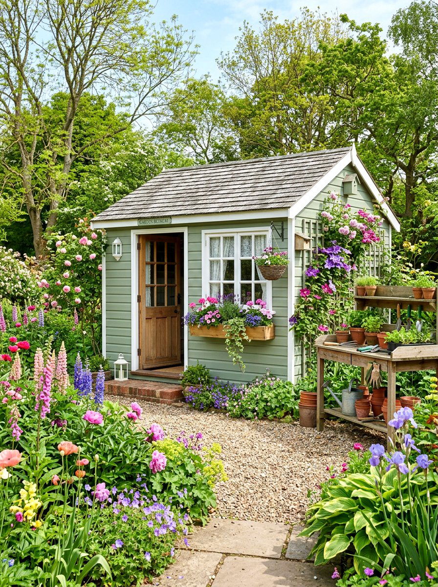 Sage green garden shed - 25 Spring Sage Green Decor Ideas