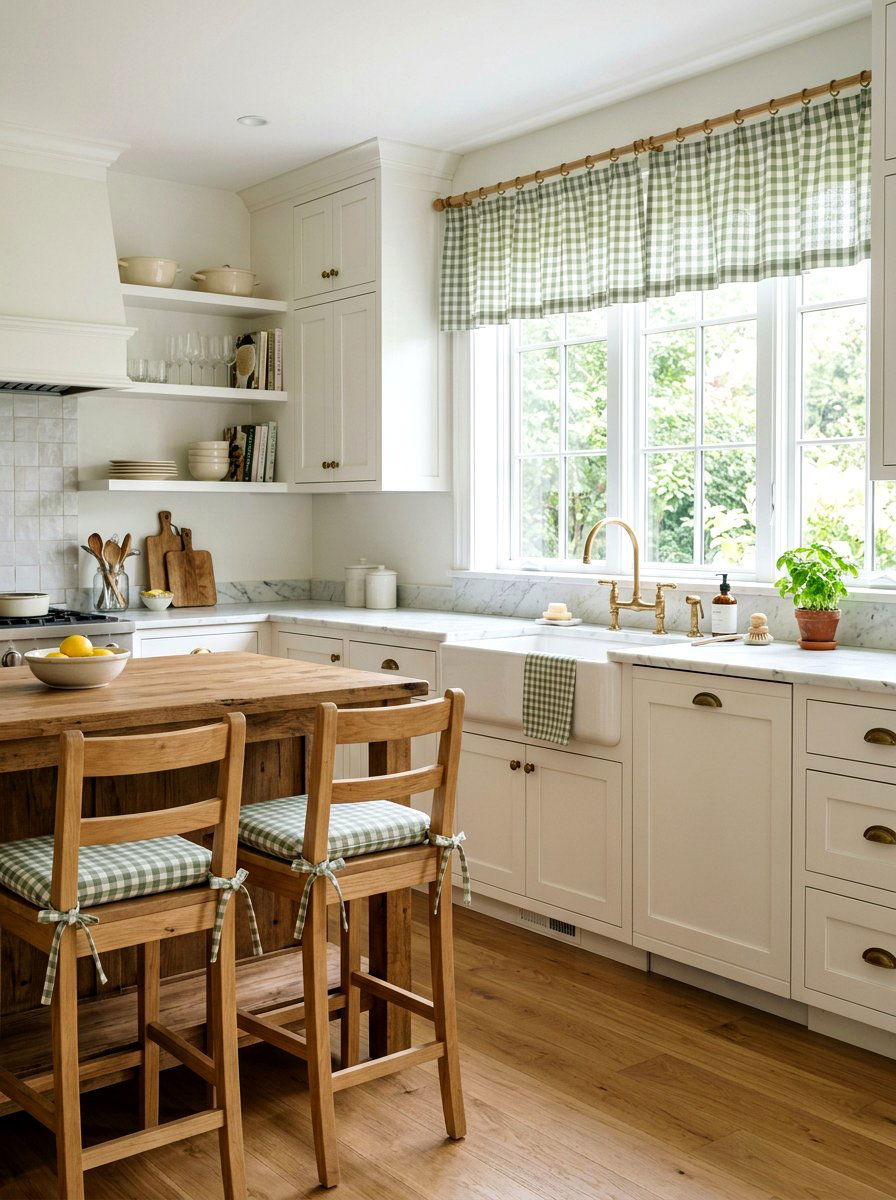 Sage green gingham kitchen - 25 Spring Gingham Decor Ideas