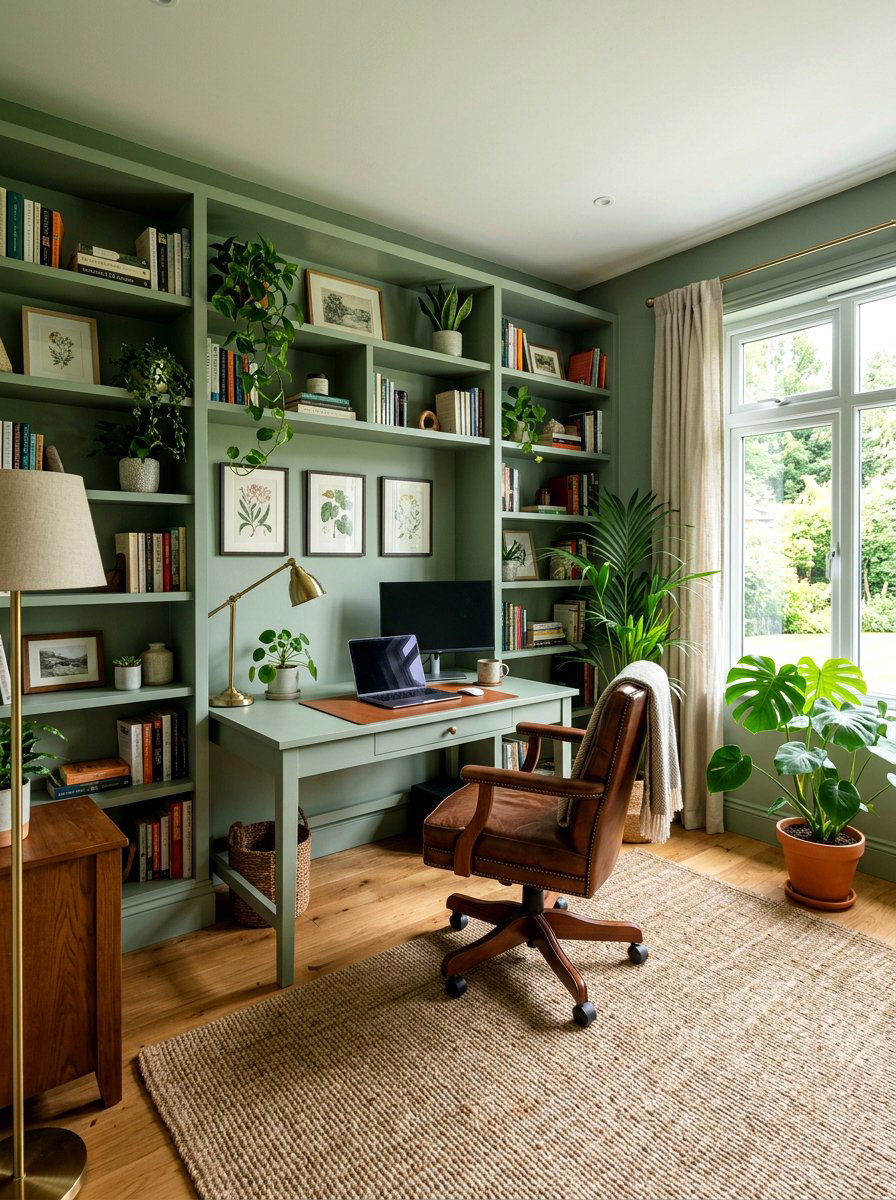 Sage green home office - 25 Spring Sage Green Decor Ideas