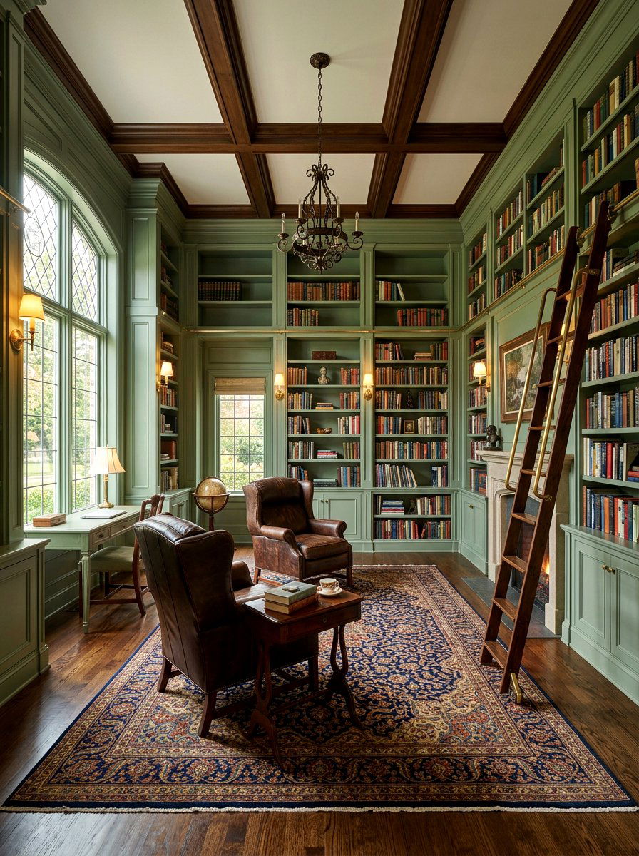 Sage green library - 25 Spring Sage Green Decor Ideas