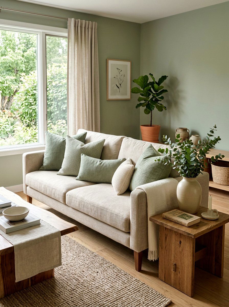 Sage green living room pillows - 25 Spring Sofa Styling Ideas