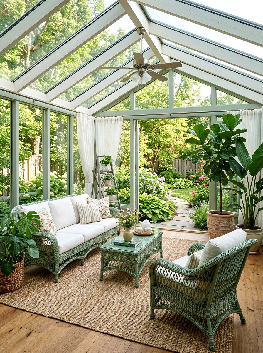 Sage green sunroom - 25 Spring Sage Green Decor Ideas