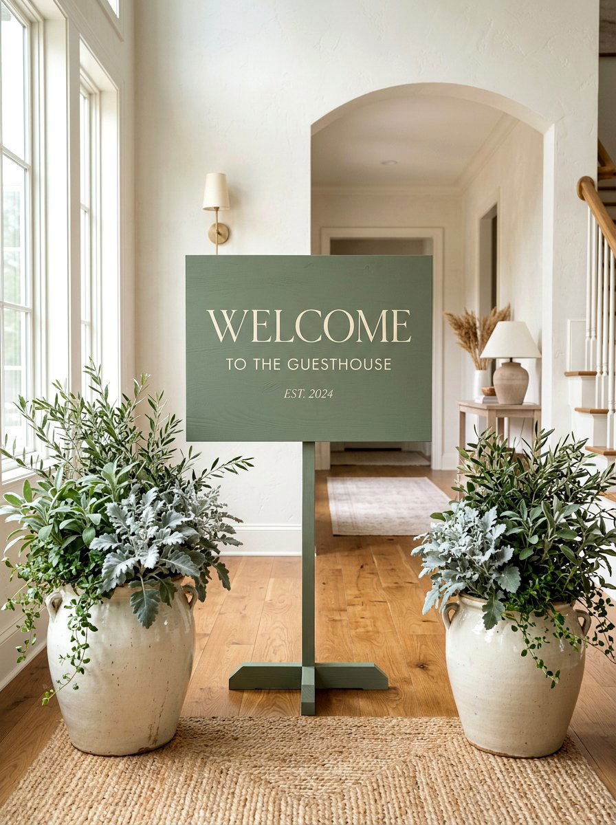 Sage green welcome sign - 25 Spring Porch Sign Ideas