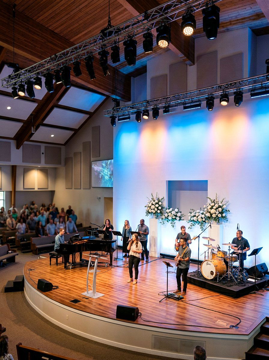 Sanctuary Stage Lighting - 25 Spring Church Decor Ideas