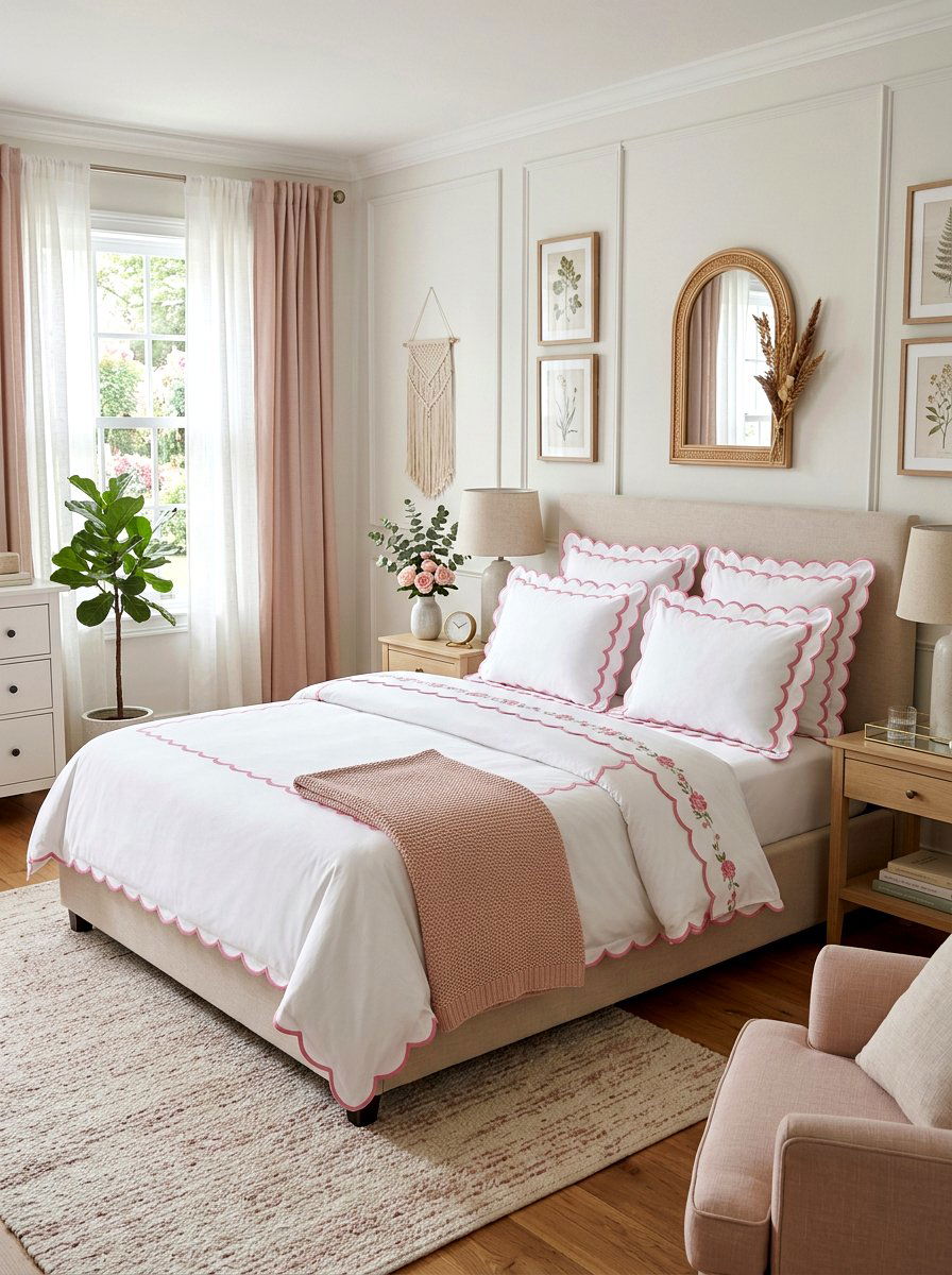 Scalloped Bedding Details - 25 Spring Bedroom Refresh Ideas