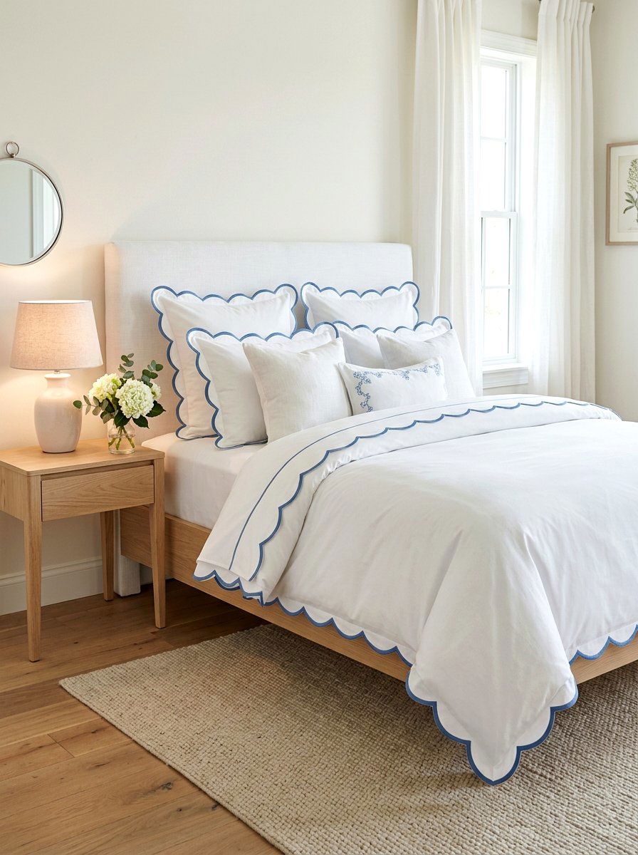 Scalloped Bedding - 25 Spring Guest Room Decor Ideas