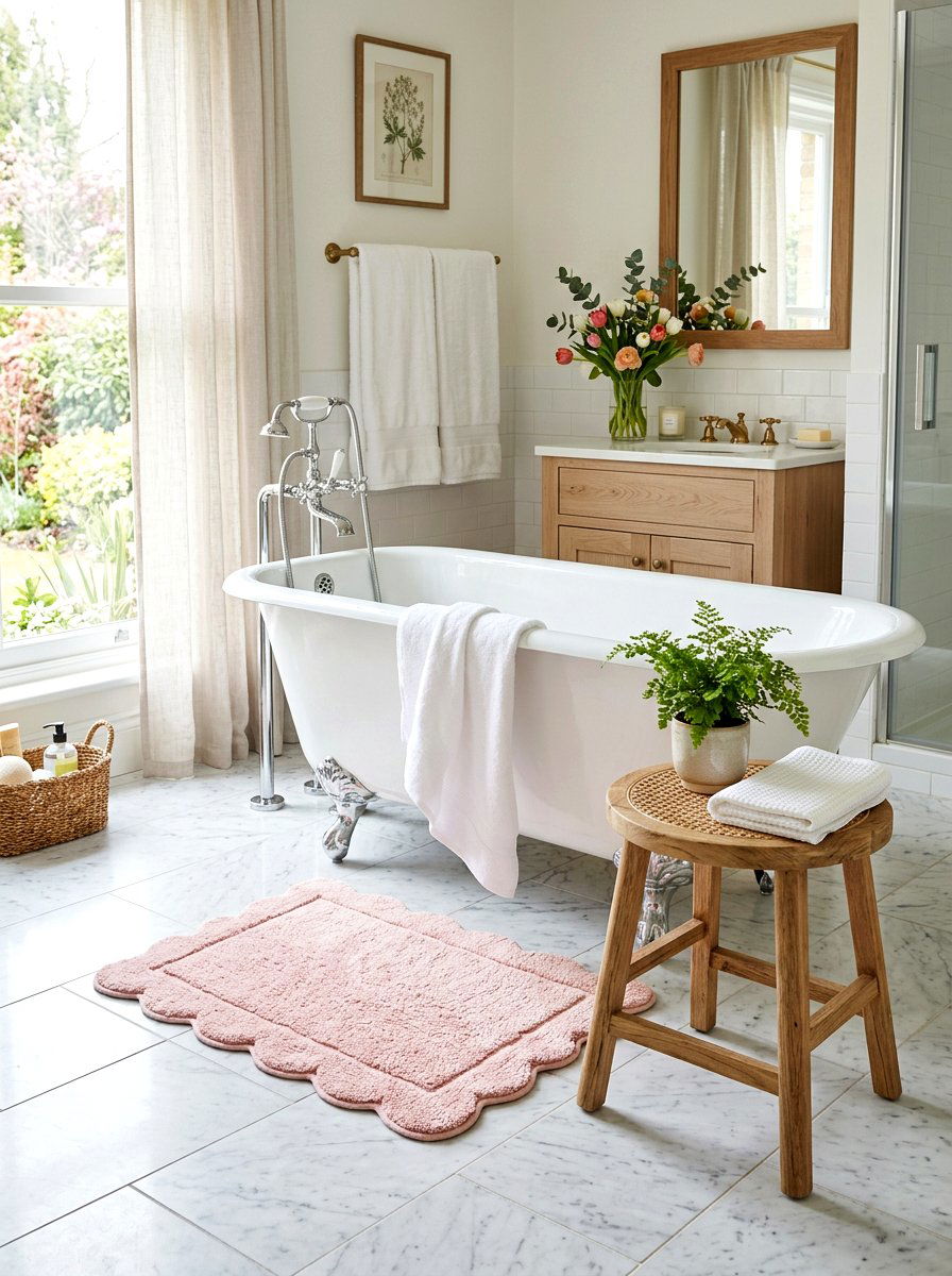 Scalloped Edge Bath Mat - 25 Spring Bathroom Decor Ideas
