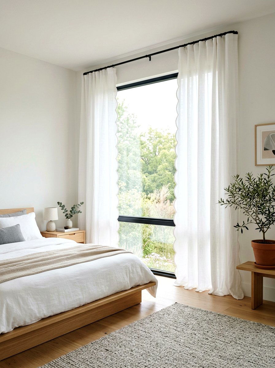 Scalloped Edge Curtains - 25 Spring Bedroom Curtain Ideas