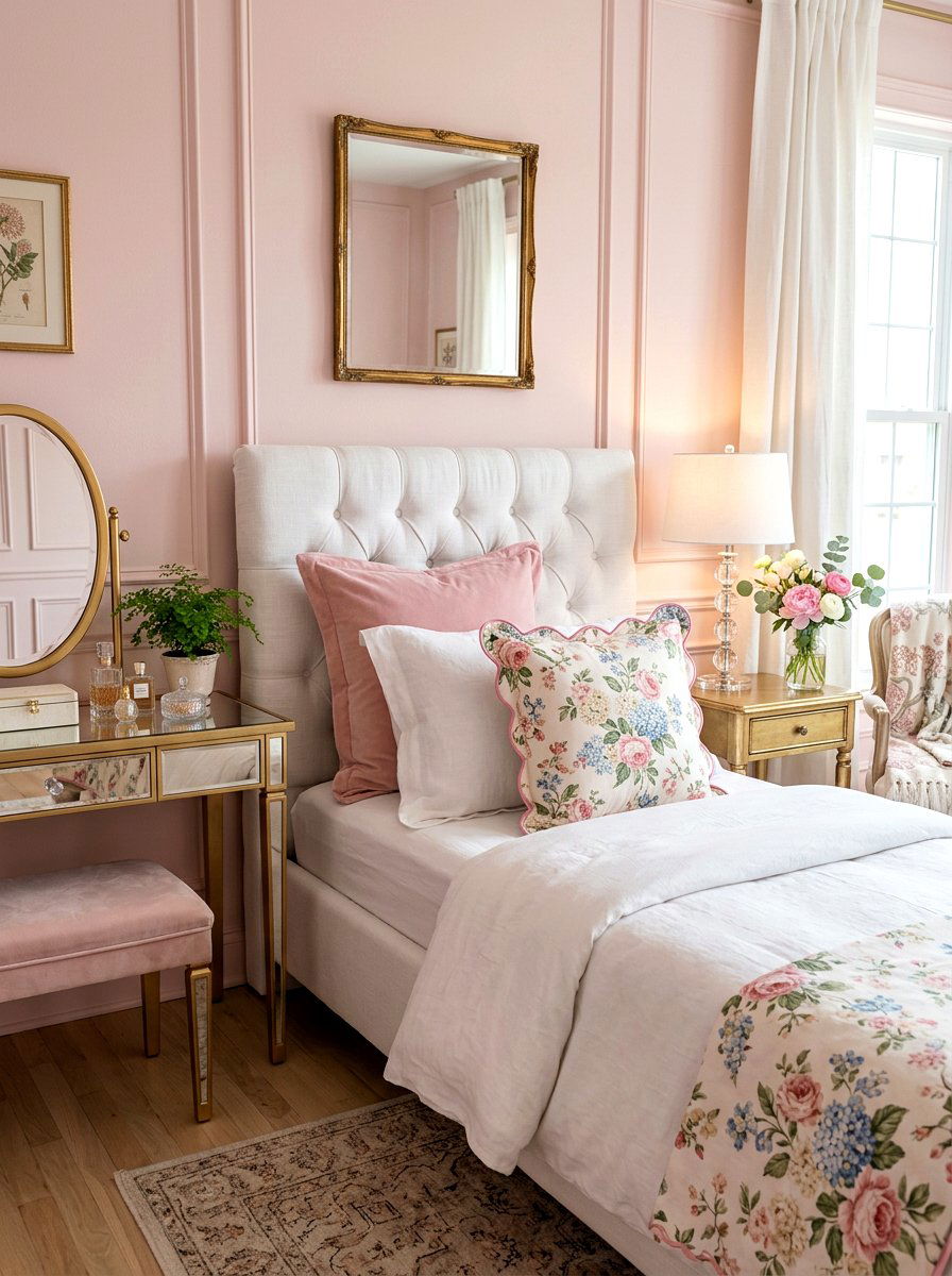 Scalloped Edge Floral Pillow - 25 Spring Patterned Pillow Ideas