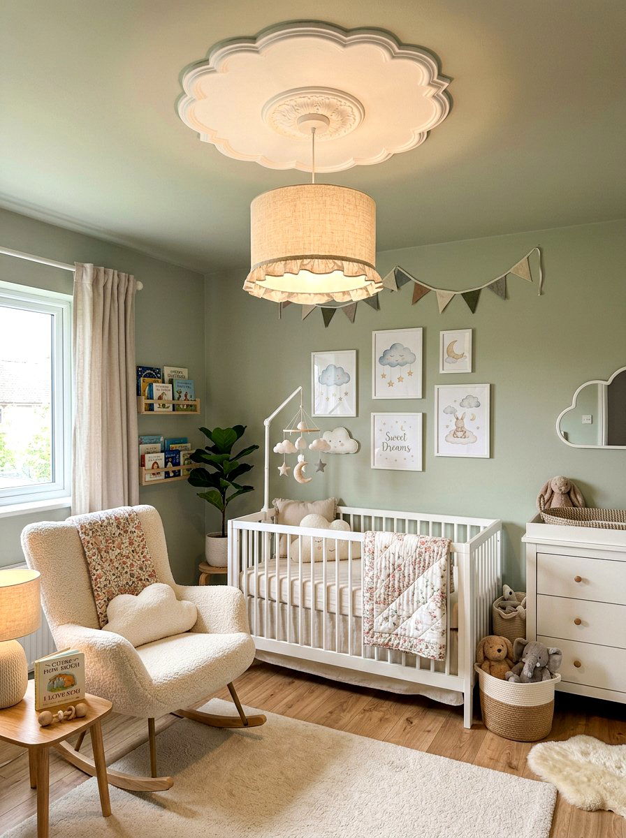 Scalloped Edge Medallion - 25 Spring Ceiling Medallion Decor Ideas