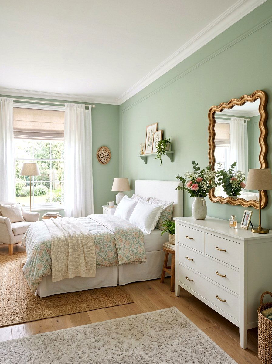 Scalloped Edge Mirror - 25 Spring Bedroom Mirror Ideas