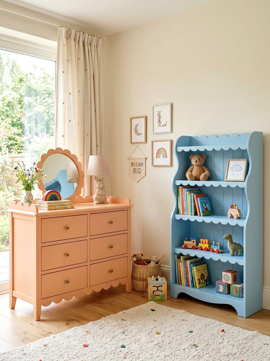 Scalloped Edge Pastel Furniture - 25 Spring Kids Room Decor Ideas