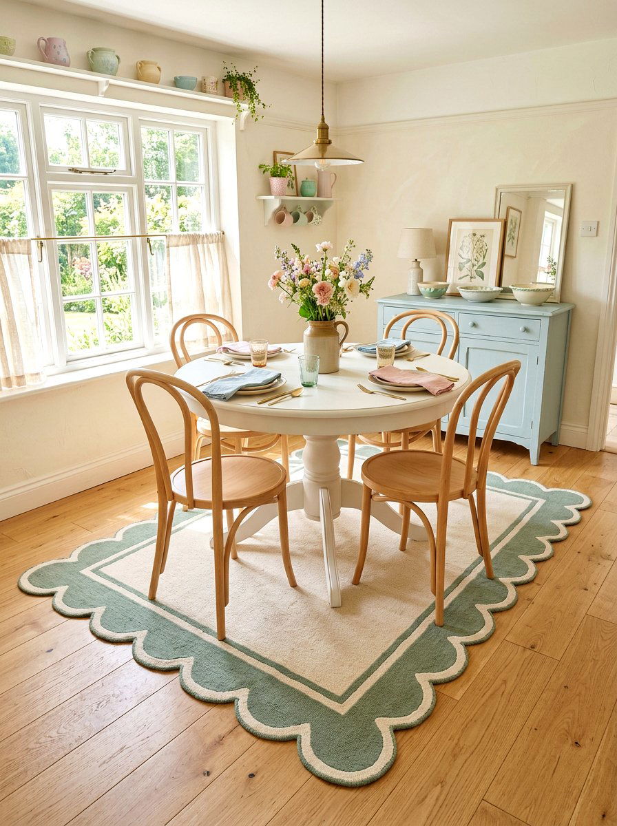 Scalloped Edge Rug - 25 Spring Dining Room Rug Ideas