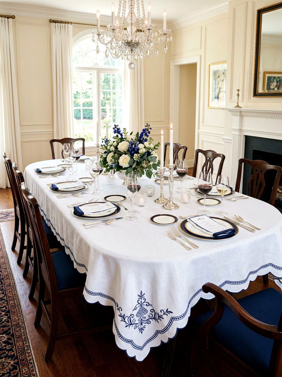 Scalloped Edge Tablecloth - 25 Spring Tablecloth Ideas