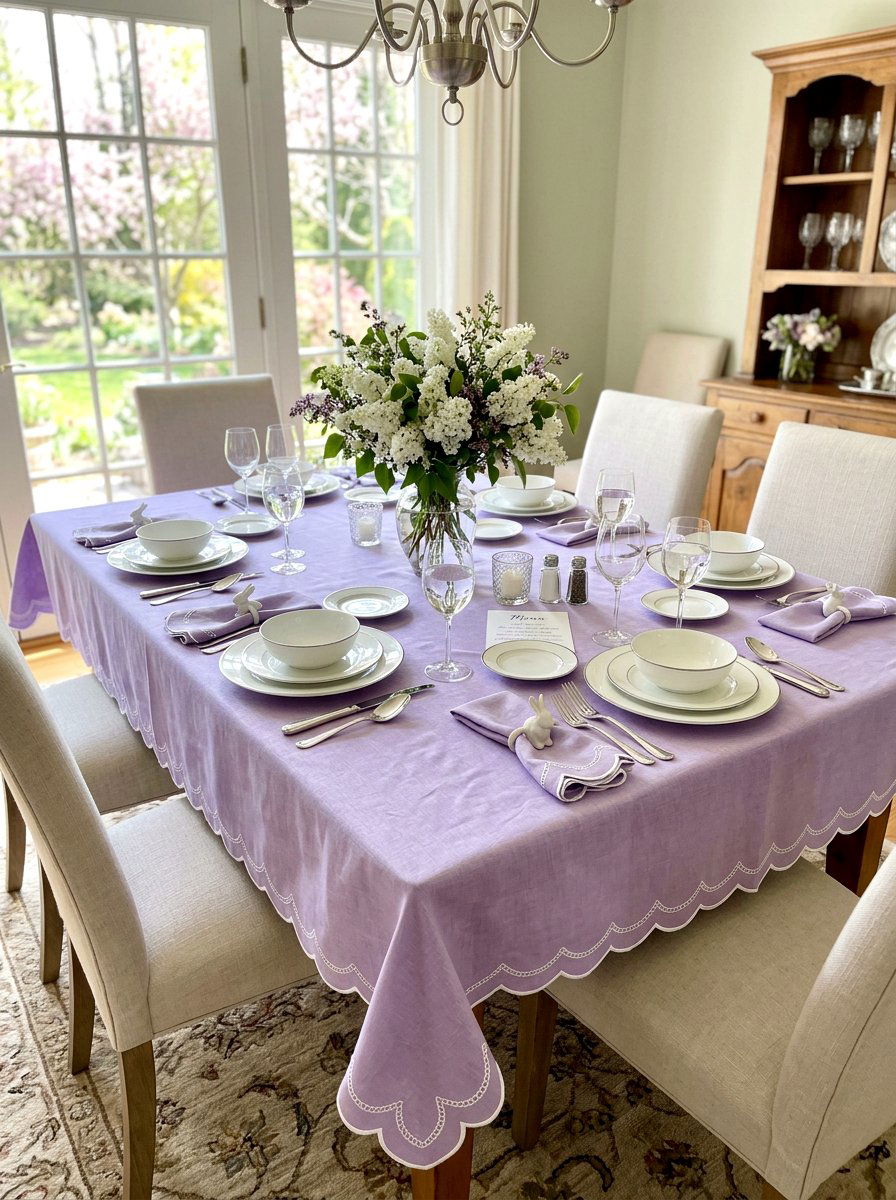 Scalloped Edge Tablecloth - 25 Spring Preppy Decor Ideas