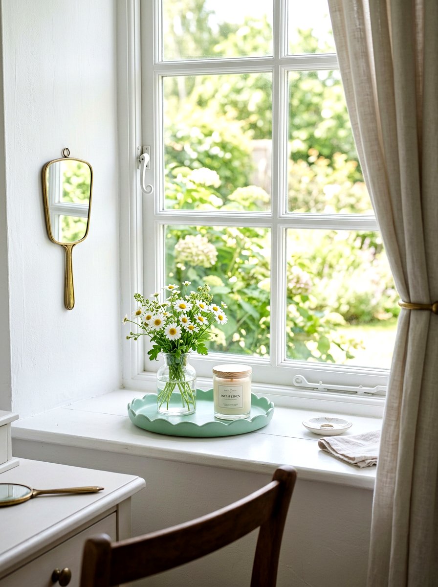 Scalloped Edge Tray - 25 Spring Window Ledge Decor Ideas