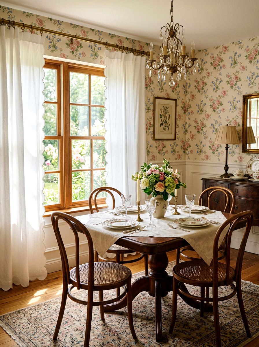 Scalloped Edge Window Curtain - 25 Spring Dining Room Curtain Ideas