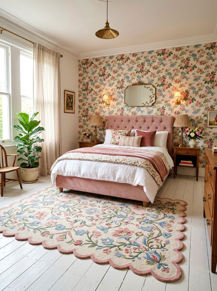 Scalloped Edge Wool Rug - 25 Spring Bedroom Rug Ideas