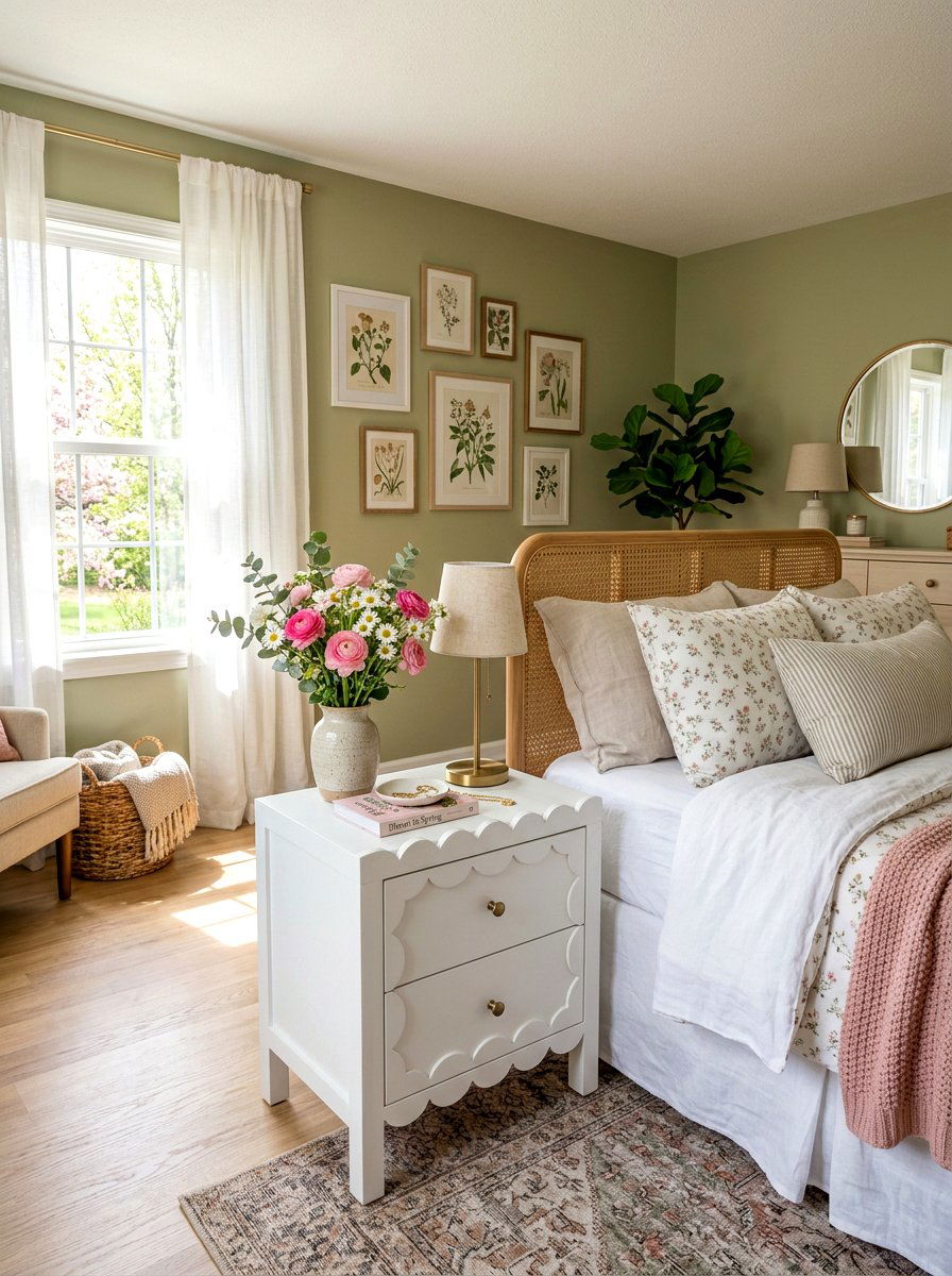 Scalloped Nightstand Edge - 25 Spring Bedroom Nightstand Styling Ideas