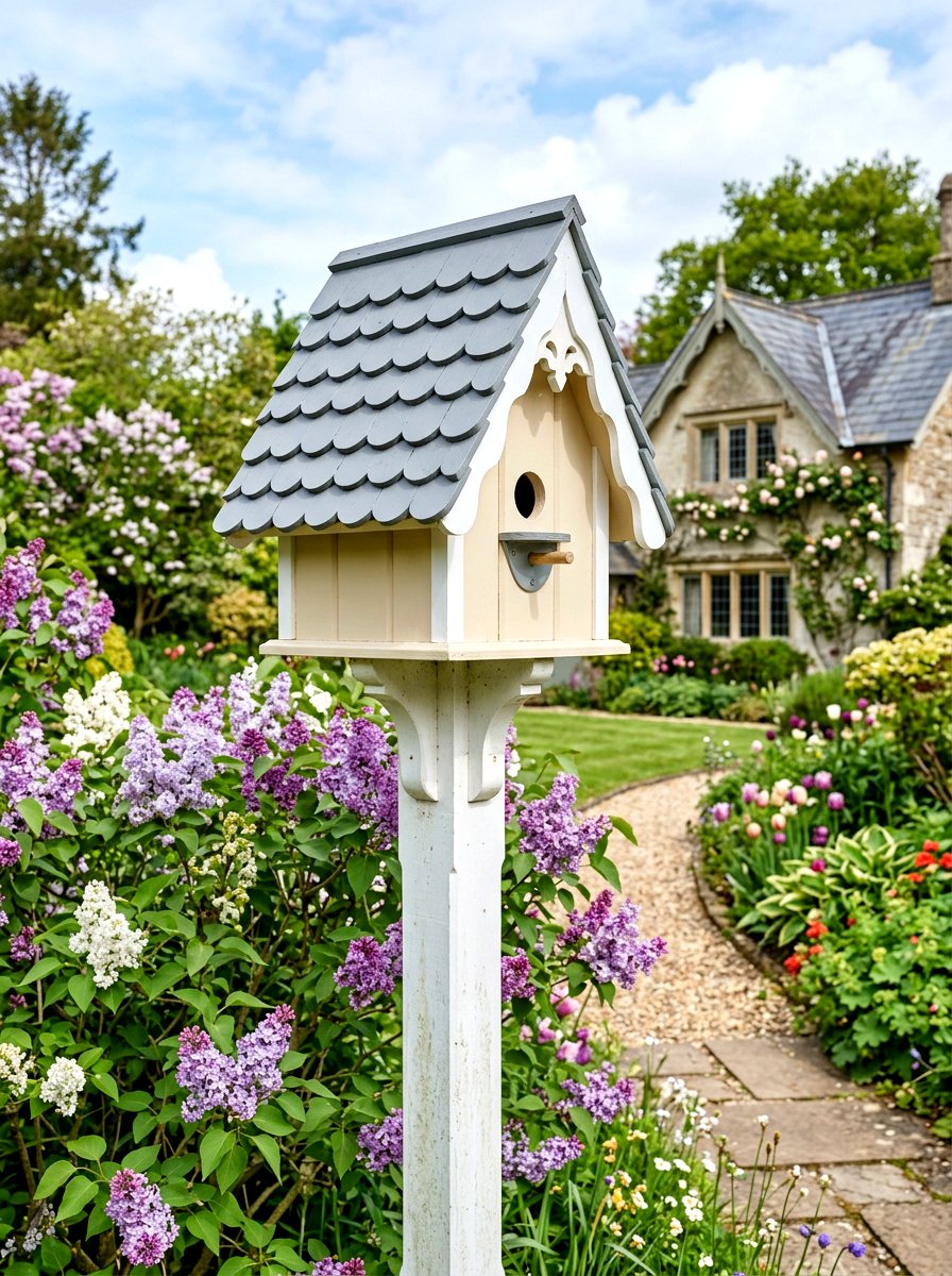 Scalloped Roof Birdhouse - 25 Spring Birdhouse Painting Ideas