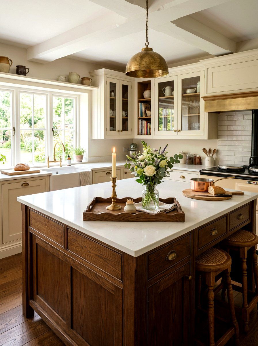 Scalloped Tray Decor - 25 Spring Kitchen Table Centerpiece Ideas