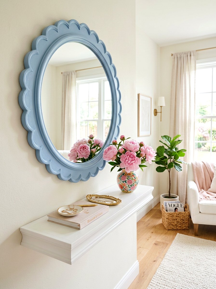Scalloped Wall Mirror - 25 Spring Foyer Mirror Ideas