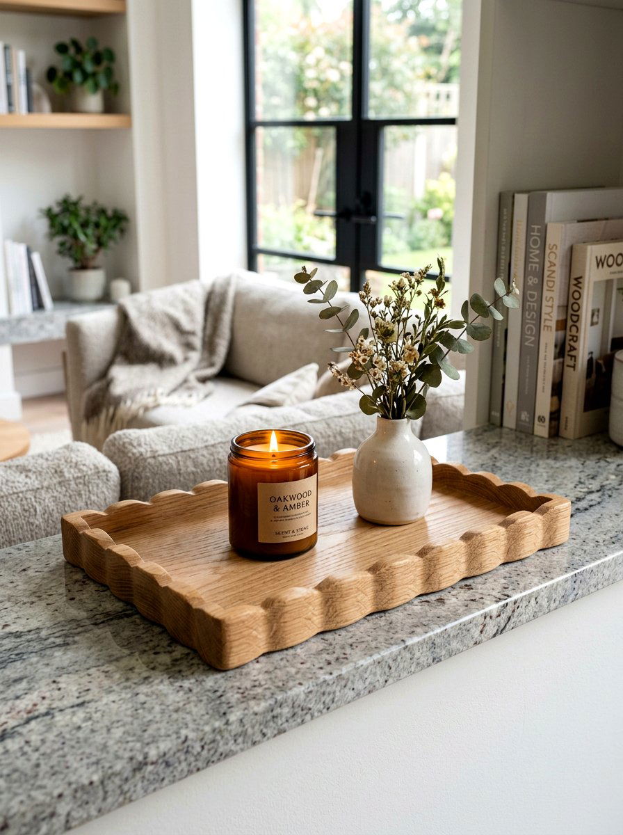 Scalloped Wood Tray - 25 Spring Kitchen Windowsill Ideas