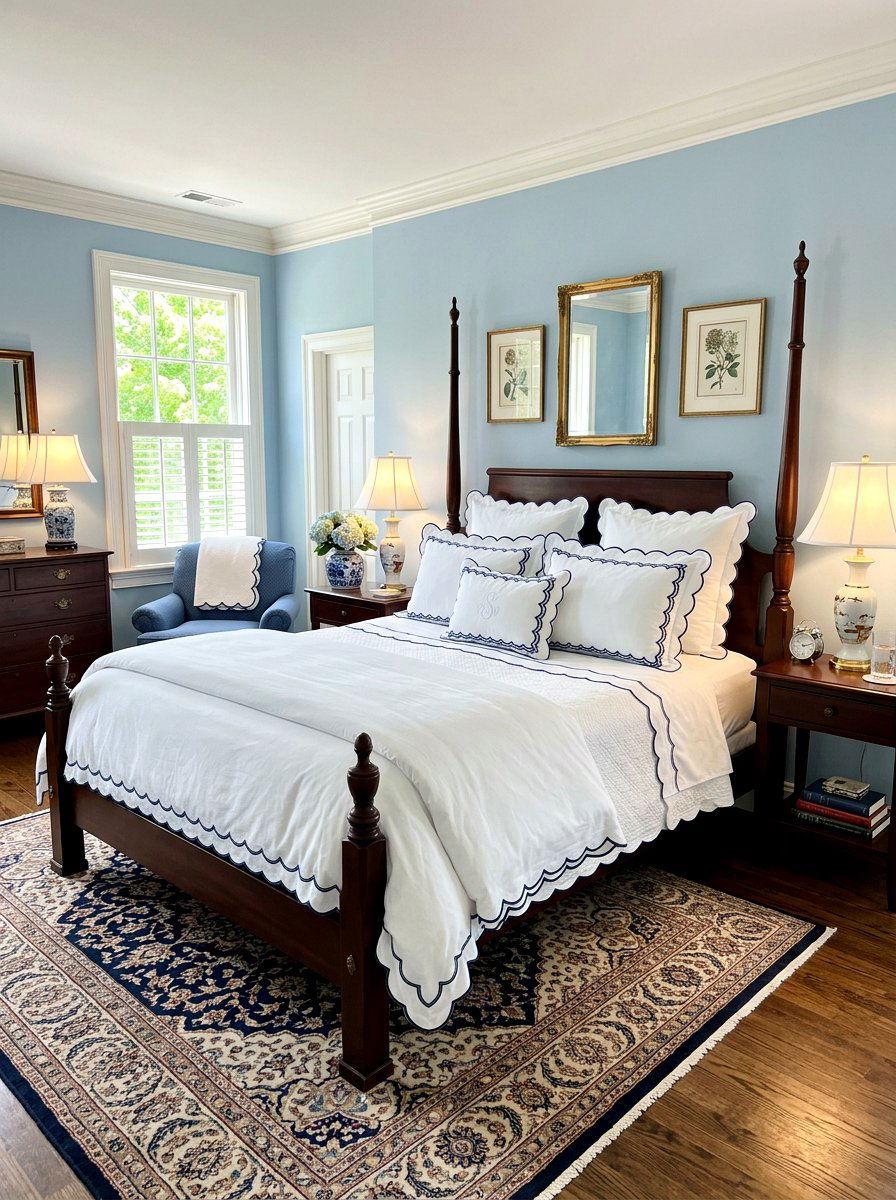 Scalloped edge bedding - 25 Spring Master Bedroom Decor Ideas